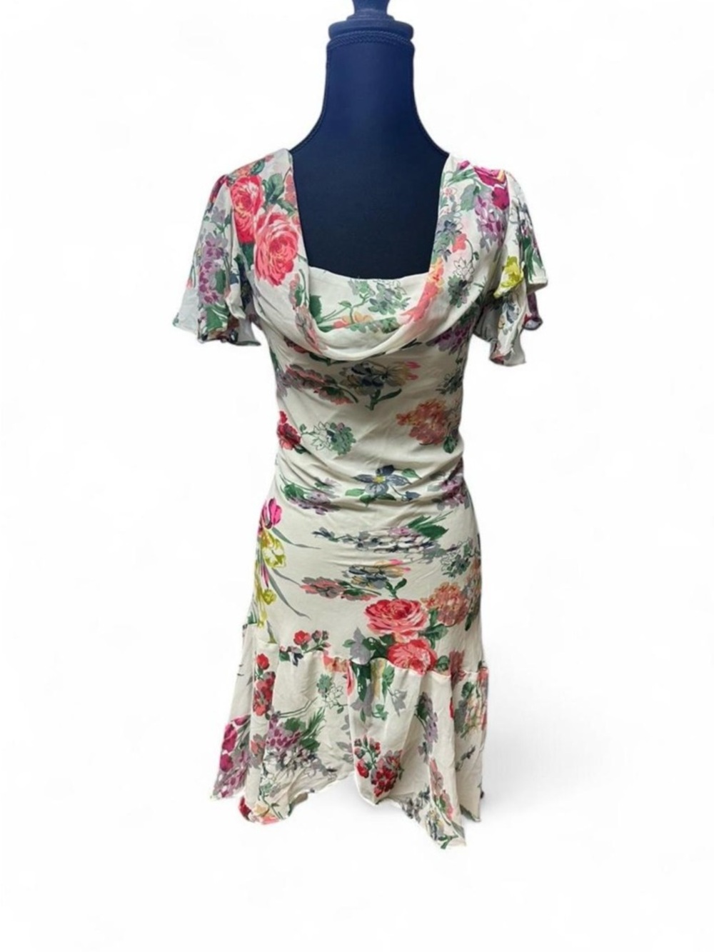 Y2K Floral Cowl Neck Midi Dress  Fairycore Cottagecore Soft Girl Spring Dress S